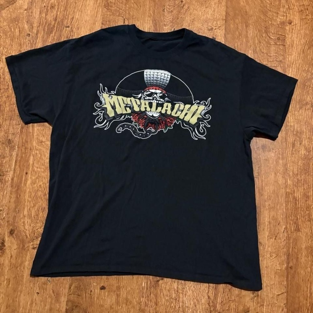 black Metalachi band‎ tee with skull and chain graphic. Item 1003